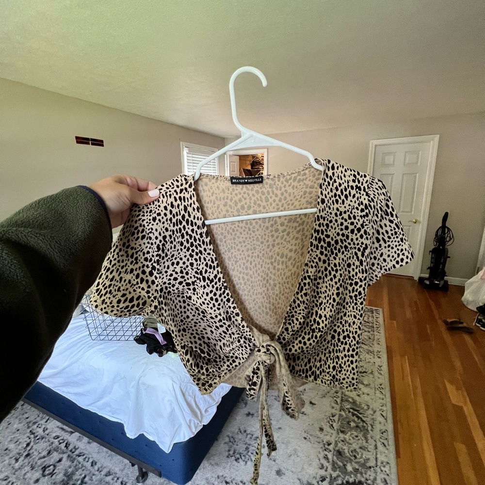 Leopard print cross over crop top